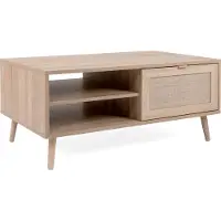 CALICOSY - Table Basse 2 Niches L100 cm - Impression Rotin - BALI