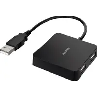 Hama Hub USB - - 4 ports - USB 2.0 - Couleur noire - 4 ports supplémentaires
