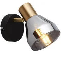 Searchlight sPOT 1LT, NOIR ET LAITON SATINÉ AVEC VERRE FUMÉ