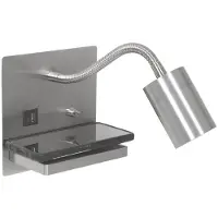 Steinhauer Lampe de chevet en acier inoxydable Upround avec chargeur et USB