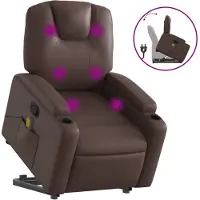 vidaXL Fauteuil de massage avec releveur Marron Similicuir
