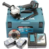 Makita DGA511RTJ Meuleuse D'angle Sans-fil - 18V Li-ion - 2 Batteries 5,0 Ah - MAKPAC - 125 Mm - Brushless