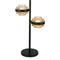 Highlight Lampe de table Dynasty Verre ambré noir à 2 lumières