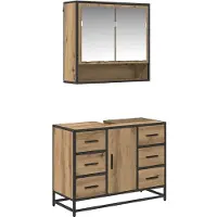vidaXL Ensemble de meubles de salle de bain, 2 pièces, imitation chêne artisanal, 80 x 33 x 60 cm