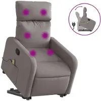 vidaXL Fauteuil de massage avec releveur Taupe Tissu