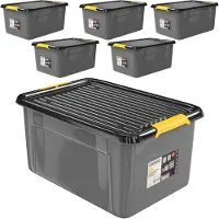 Monzana Lot de 6 boîtes de rangement Gris/Anthracite 58x39x25cm empilables