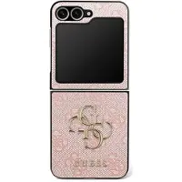 GUESS Leather 4G Metal Logo (Samsung Galaxy Z Flip7), Coque pour téléphone portable, Pink