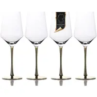 Intirilife 4x verre à vin avec pied doré - capacité 380 ml - vin rouge vin blanc verre calice verre cristal antichoc