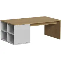 Vicco Table basse Kivo Blanc 90x50cm avec 4 compartiments ouverts, Model 56374