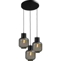 Masterlight Lampe pendante de conception Lett lll 20 Verre fumé à 3 lumières