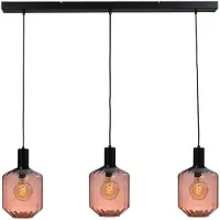 Masterlight Lampe suspendue 3 lumières - noire - Porto avec lunettes rouges Jagger - Ø 24cm