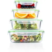Alpina Récipients Alimentaires En Verre - 8-Pièces - Convient Aux Micro-Ondes, Congélateur, Four Et Lave-Vaisselle - 370, 640, 1050 Et 1520 Ml