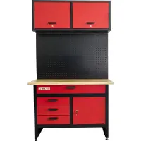 Holzmann Etabli avec armoire murale et panneau pour crochets