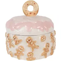 Clayre & Eef Couvercle pour bocal à provisions Ø 18x18 cm Blanc Céramique
