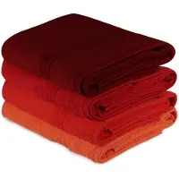 Asir Serviette De Bain Aucune - Lot De 4 - 70 X 140 Cm - 100% Coton Orange