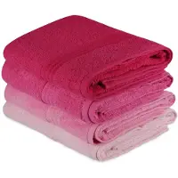 Asir Serviettes De Bain Bathware - Lot De 4 70 X 140 Cm 100% Coton Dégradé Rose