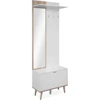 Finori - Vestiaire avec miroirReproduction chêne et blanc H200 cm BERGEN