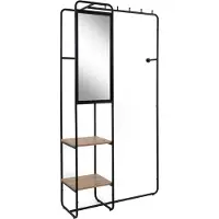 Finori - Vestiaire en métal laqué avec 6 crochets, 2 étagères et 1 miroir H185 cm - LUTON