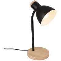 Briloner PREP Lampe de table design noir bois Ø14 cm 39.5 cm E14 max 10 W avec interrupteur sur câble métal lampe bureau chambre salon