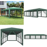 The Living Store Tente de réception avec 10 parois latérales en maille Vert 3x12 m HDPE
