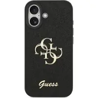 GUESS Coque 4G Metal Logo Glitter pour Apple iPhone 17 - Noir