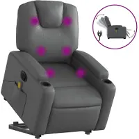 vidaXL Fauteuil de massage avec releveur électrique Gris Similicuir