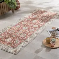 FRAAI Tapis de couloir lavable | Domingo Oriental terra | 80x350cm | Terracotta | Tapis de couloir | Tapis