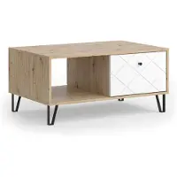 Vicco Table basse Nizza Chêne Artisan 90.2x59.4cm avec compartiment ouvert et tiroir, Model 57501