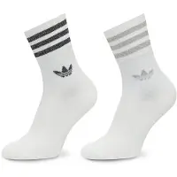 Adidas Chaussettes 'Mid-Cut Glitter Crew 2 Pairs' gris clair / noir / blanc