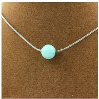 Bijoux Pierres et Minéraux. Collier 1 perle Amazonite 8 mm Chaine en acier inoxydable.