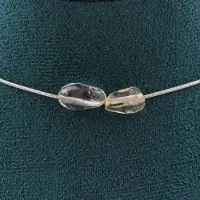 Bijoux Pierres et Minéraux. Collier 2 perles Citrine du Brésil. Chaine en acier inoxydable Collier femmes, hommes. Taille personnalisable.
