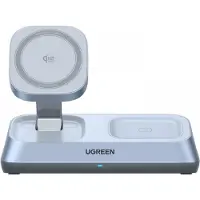 UGREEN Chargeur sans fil magnétique 3-en-1 MagSafe Qi2 25 W, bleu
