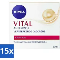 Nivea Crème de Jour VITAL - Crème Anti-Rides pour le Visage - Renforçante - 50 ml - Pack Avantage - 15 pièces
