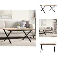 vidaXL Table basse piètement en X 90x90x45,5cm pin massif & acier