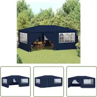 The Living Store Tente de réception professionnelle avec parois latérales 4×6 m Bleu 90 g/m