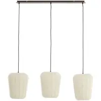 Light & Living - suspension - BIBURY - marron blanc - bois textile - grande lampe de table à manger - E27 - 2993988