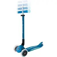 Globber ELITE GLOW LIGHTS - trottinette enfants, 120/80 mm, 3 roues, réglable, roues lumineuses LED, effet glow, pétrole