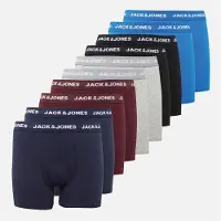 Jack & Jones Pack de dix caleçons Garçon Noir/Bleu Marine/Gris Chiné Clair/Bordeaux/Bleu cobalt Noir/Navy/Lmg/ Port/Cobalt Blue