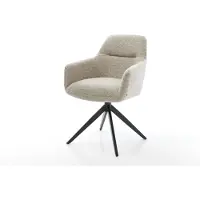 DELIFE Chaise-pivotante Pejo-Flex tissu tissé doux beige pied croisé large noir pivotement sur 360° fonction bascule resorts ensachés