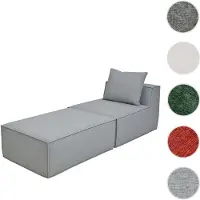 Mendler Chaise longue/accessoires pour canapé HWC-O54, fauteuil ottomane récamière, tissu/textile (300 g/m²) 63 x 75 x 194 cm gris clair