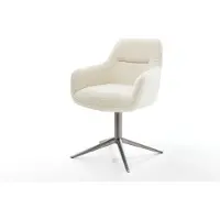 DELIFE Chaise-pivotante Pejo-Flex tissu teddy beige pied de chaise 4 branches grafiete pivotement sur 360° fonction bascule resorts ensachés