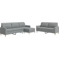 vidaXL Ensemble de canapés 3 pièces avec repose-pieds Tissu gris clair