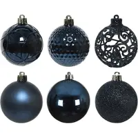 Décoris Boîte de boules de Noël 37 pièces bleu