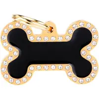 My Family Glam Big Bone Pet Tag Noir,Doré