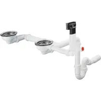 Hansgrohe HG Garniture manuelle de vidage/débordement D17-10, pour double évier Granit chromé (Ensemble de drainage, Garniture de trop-plein)