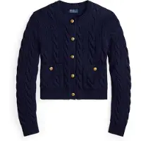 Ralph Lauren pour femme. 211978312501 Cardigan en laine marine (M), Casuel