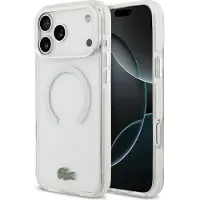 Lacoste Shockproof Transparent Frosted MagSafe Case for iPhone 17 Pro Max White (Apple iPhone 17 Pro Max), Coque pour téléphone portable, Blanc