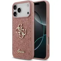 GUESS Coque 4G Metal Logo Glitter pour Apple iPhone 17 Pro Max - Rose