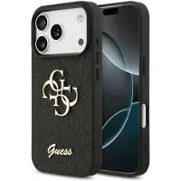 GUESS Coque 4G Metal Logo Glitter pour Apple iPhone 17 Pro Max - Noir