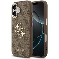 GUESS Coque 4G Metal Logo Backcover pour Apple iPhone 17 - Gold Edge - Brown